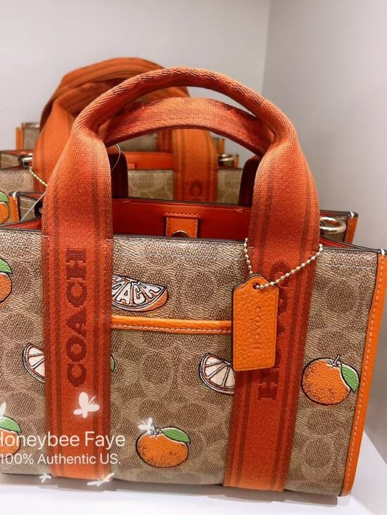 Coach Handbags - Coach Smith Tote Bag 24 In Signature With Orange Print CAR81